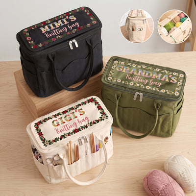 Patchwork Print Knitting - Personalized Knitting Bag