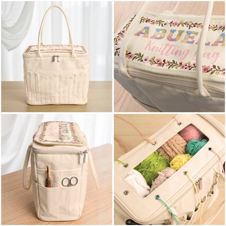 Patchwork Print Knitting - Personalized Knitting Bag 5
