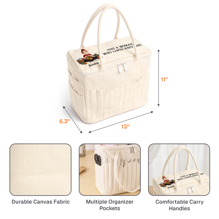 Patchwork Print Knitting - Personalized Knitting Bag 7