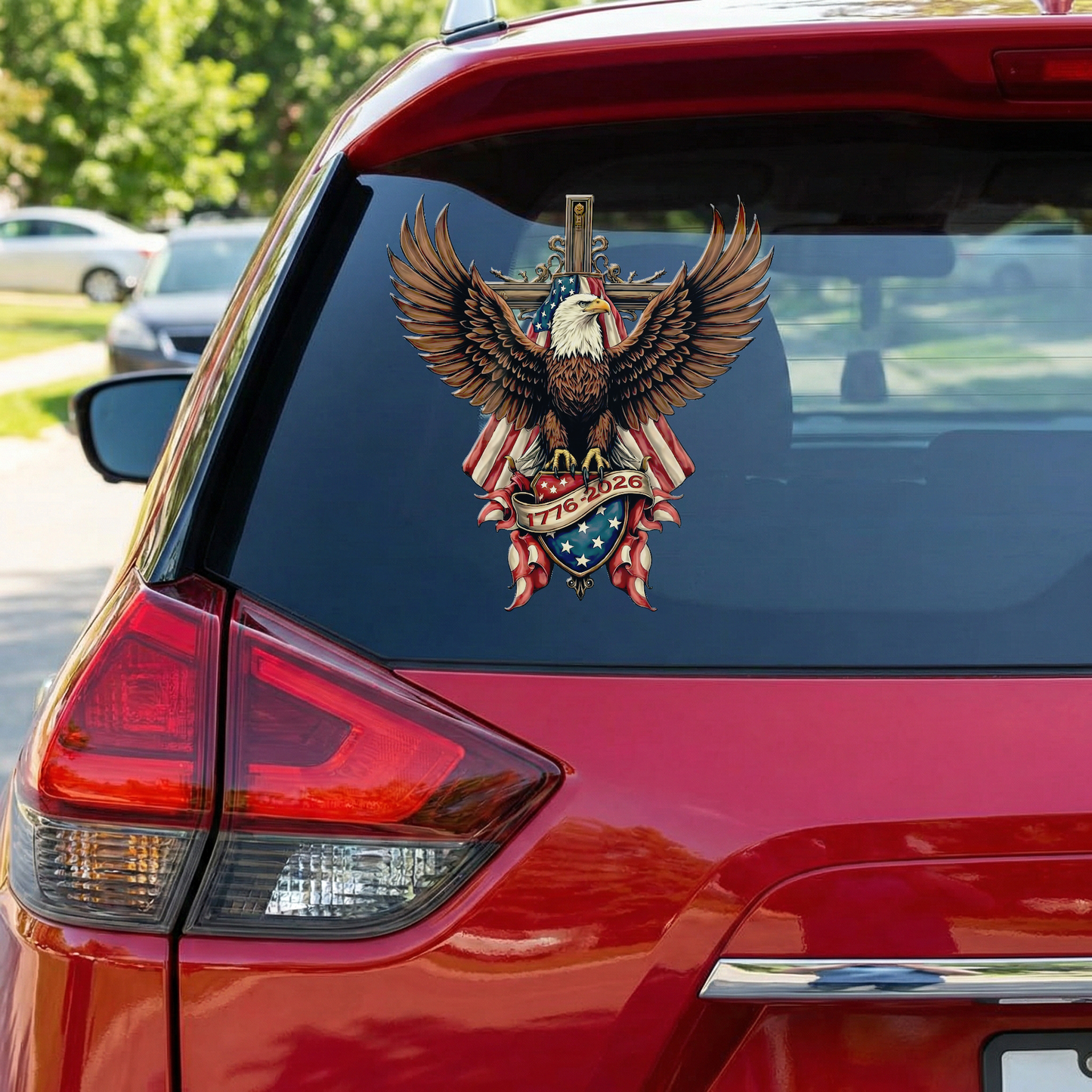 Patriotic Eagle Wings & Cross 1776-2026 - Decal