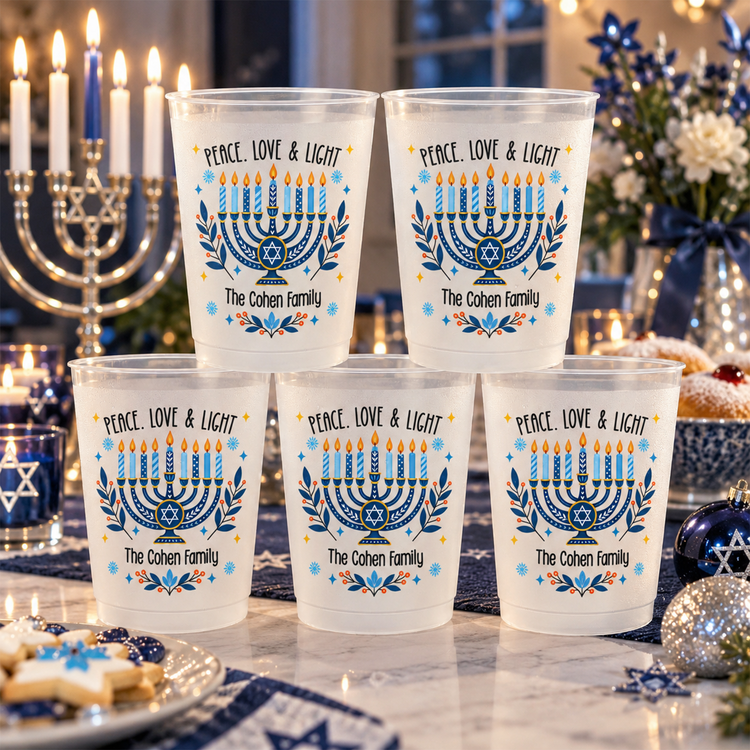 Peace Love Light Hanukkah Cup - Personalized Cups 1