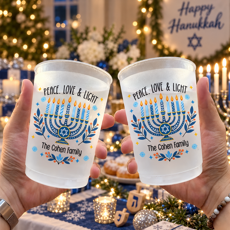 Peace Love Light Hanukkah Cup - Personalized Cups 4