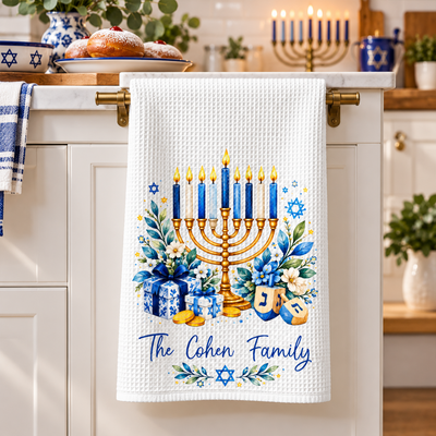 Personalized Traditional Hanukkah Kitchen - Personalized Kitchen Towel