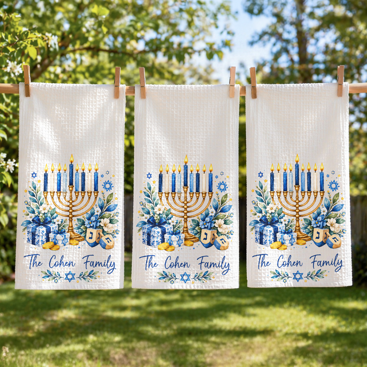 Personalized Traditional Hanukkah Kitchen - Personalized Kitchen Towel 2