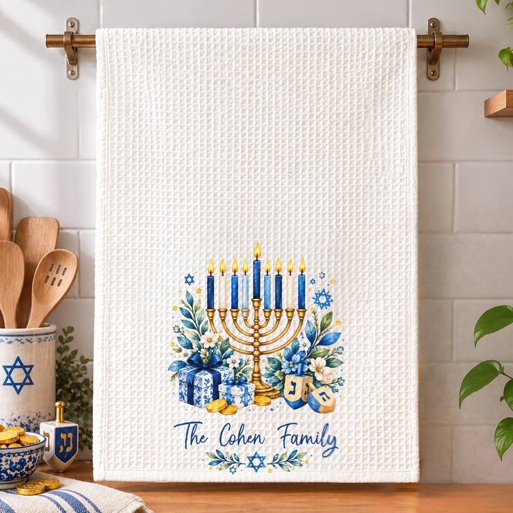 Personalized Traditional Hanukkah Kitchen - Personalized Kitchen Towel 3