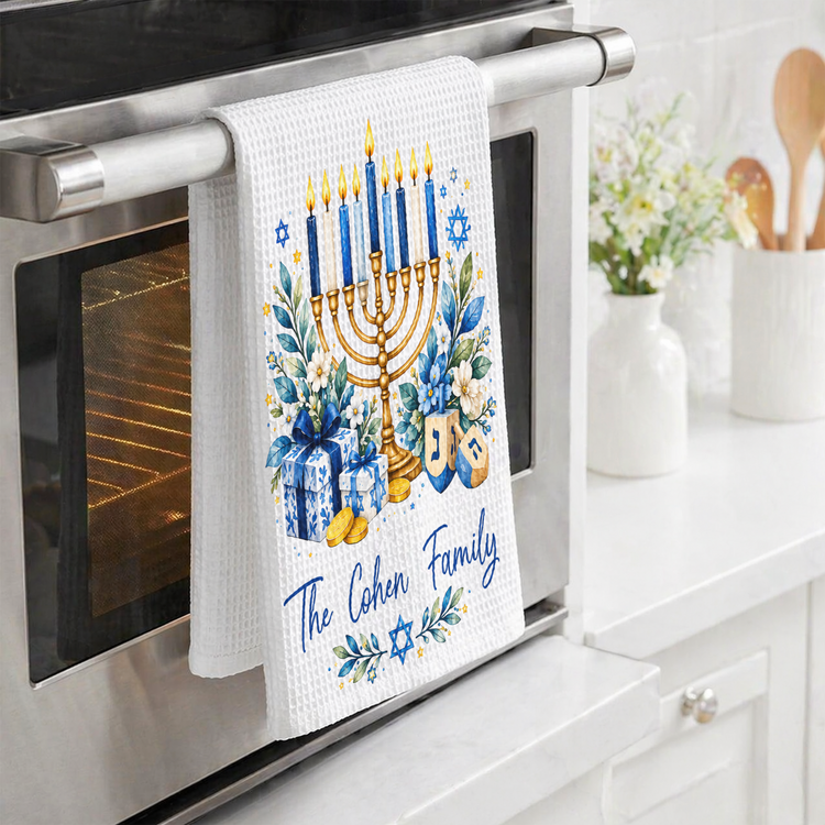 Personalized Traditional Hanukkah Kitchen - Personalized Kitchen Towel 4