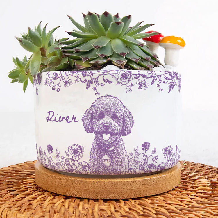  Pet Memorial Planter, Sketch Line Art Pet Photo Planter, Pet Loss Gift - Personalized Plant Pot 2