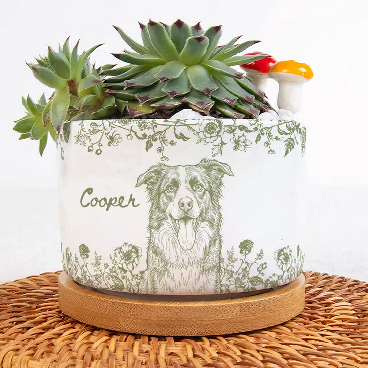  Pet Memorial Planter, Sketch Line Art Pet Photo Planter, Pet Loss Gift - Personalized Plant Pot 4
