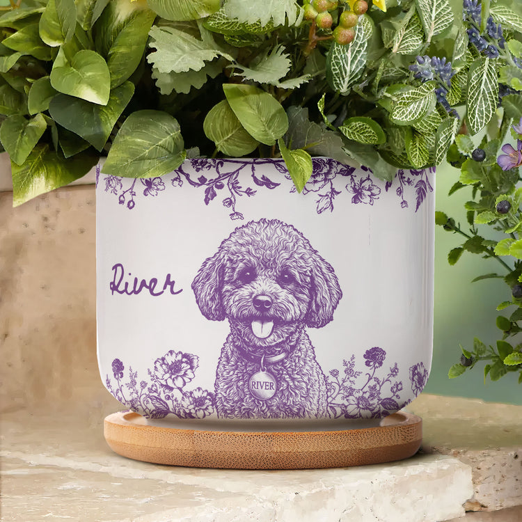  Pet Memorial Planter, Sketch Line Art Pet Photo Planter, Pet Loss Gift - Personalized Plant Pot 6