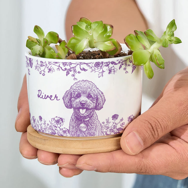  Pet Memorial Planter, Sketch Line Art Pet Photo Planter, Pet Loss Gift - Personalized Plant Pot 7