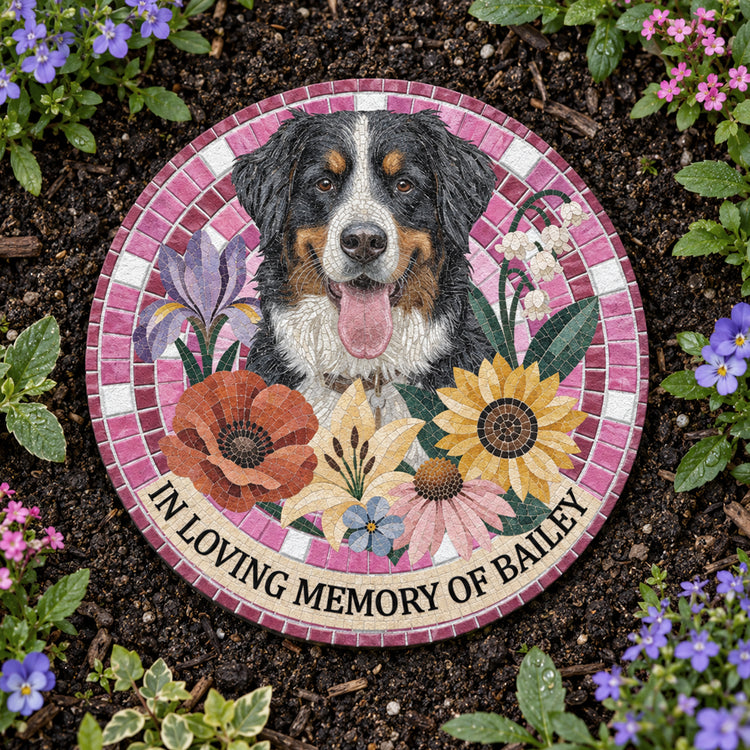 Pet Memorial Stone Custom Pet Portrait Mosaic Art - Personalized Garden Stone 3