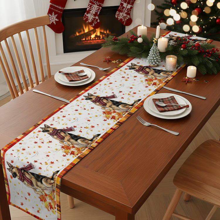 Pet With Fall Leaves Art Fall Decor - Personalized Table Runner 2