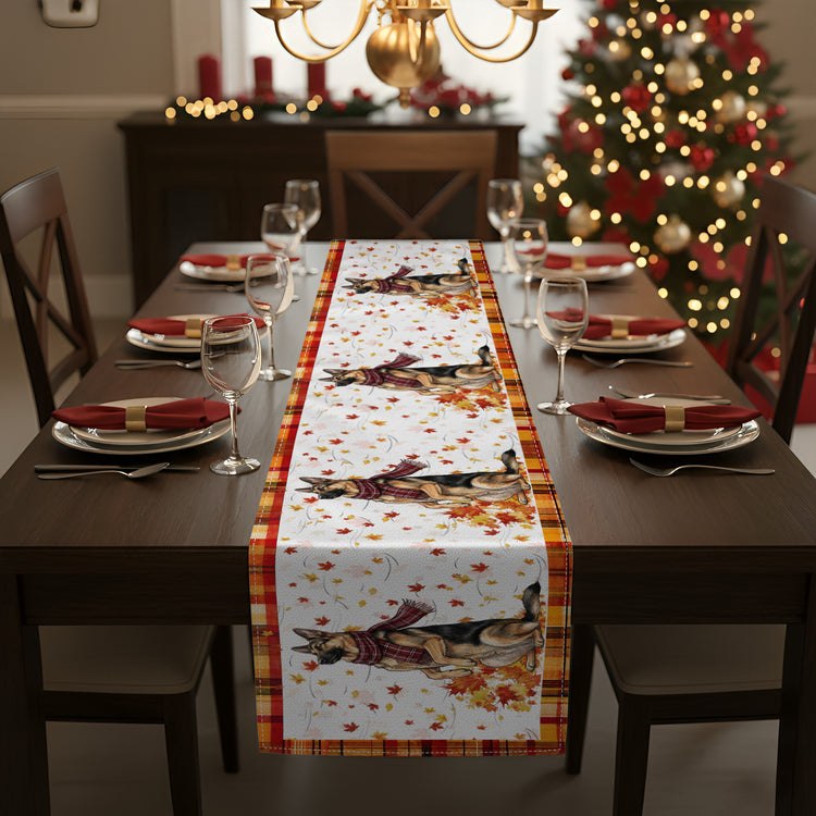 Pet With Fall Leaves Art Fall Decor - Personalized Table Runner 3