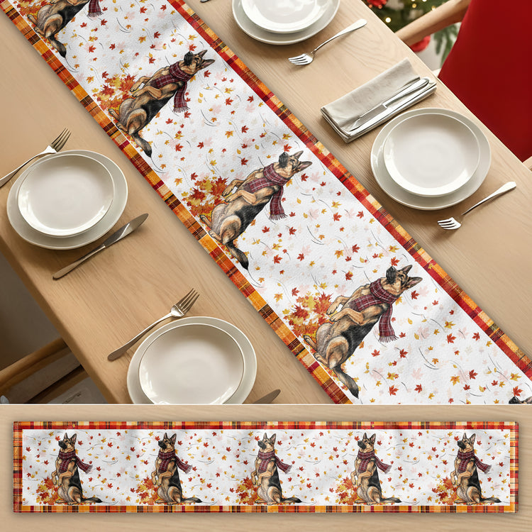 Pet With Fall Leaves Art Fall Decor - Personalized Table Runner 5