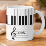 Piano, Keyboard Music Custom Name, Gift For Musician, Pianist, Composers - Personalized Mug 3