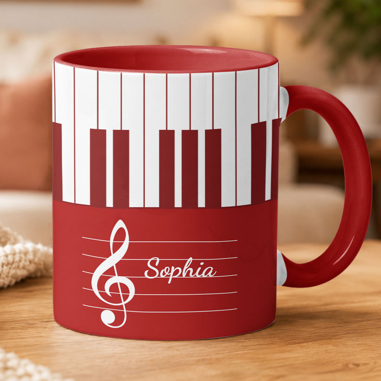 Piano, Keyboard Music Custom Name, Gift For Musician, Pianist, Composers - Personalized Mug 5