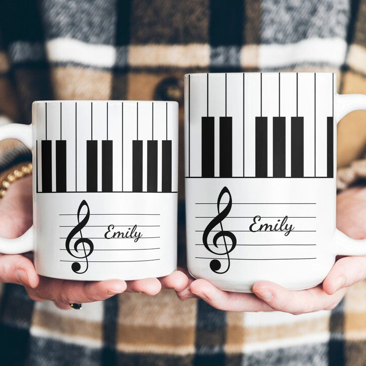 Piano, Keyboard Music Custom Name, Gift For Musician, Pianist, Composers - Personalized Mug 8