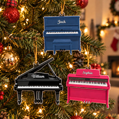 Piano Music, Custom Name & Piano Type - Personalized Ornament