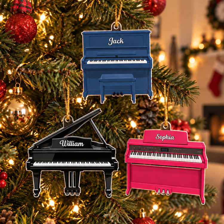 Piano Music, Custom Name & Piano Type - Personalized Ornament 1
