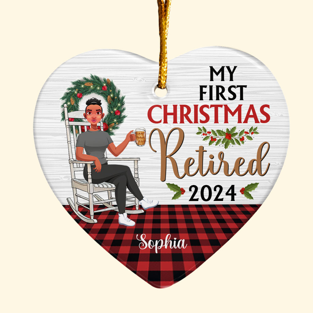 My First Christmas Retired - Personalized Heart Shaped Ceramic Ornament