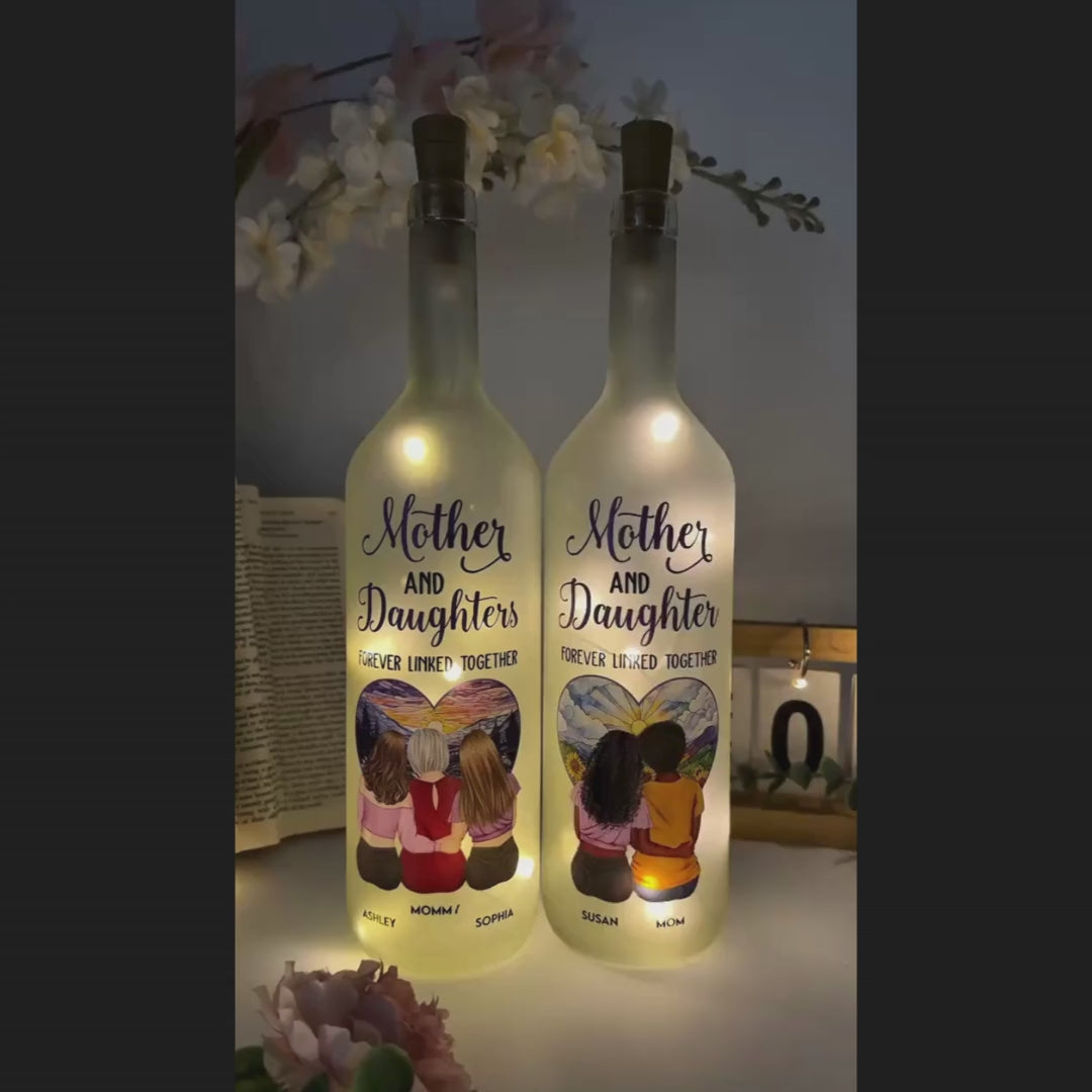 Mother & Daughter - Linked Together - Personalized Bottle Lamp