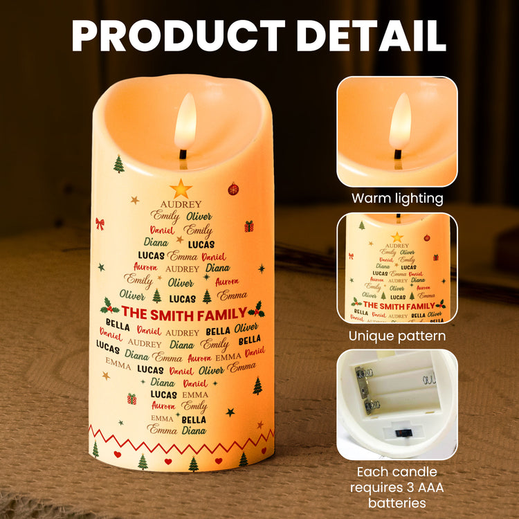 Family Custom Name Christmas Tree Shape Christmas Decoration - Personalized Candles 6