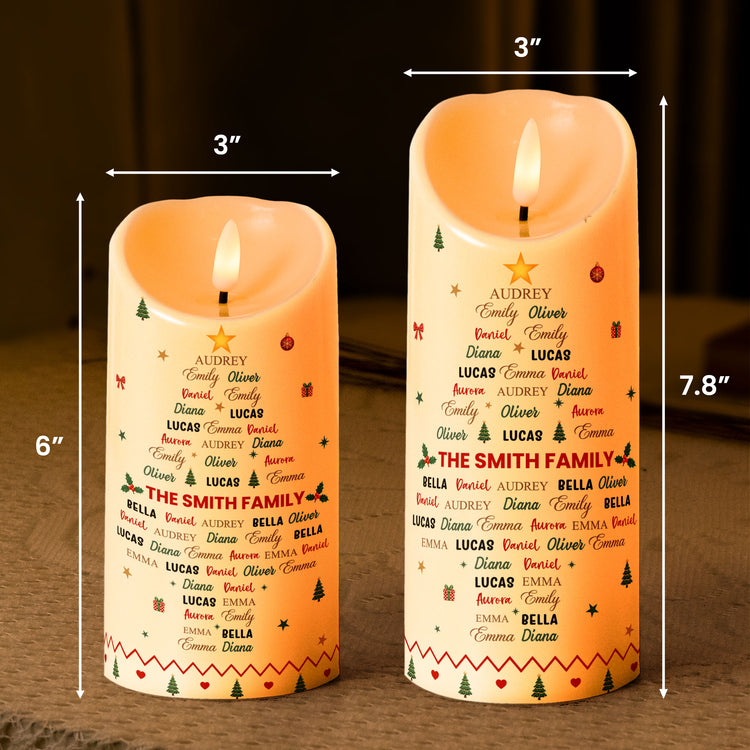 Family Custom Name Christmas Tree Shape Christmas Decoration - Personalized Candles 5
