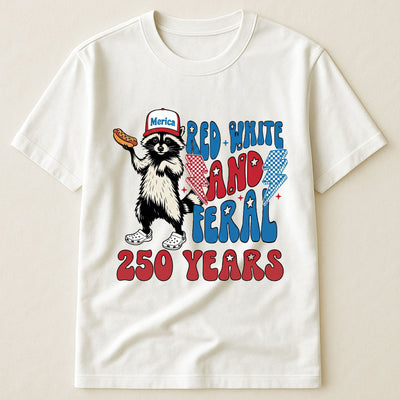 Raccoon Red White & Feral 250 Years - Shirt
