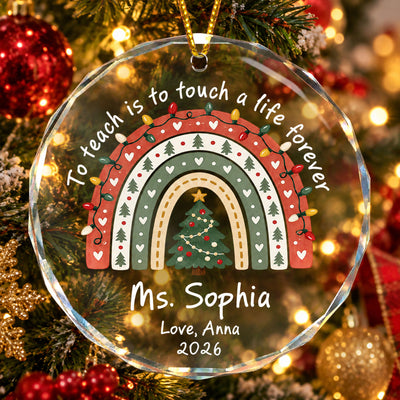 Rainbow Teacher Christmas Thank You Appreciation Gift - Personalized Ornament