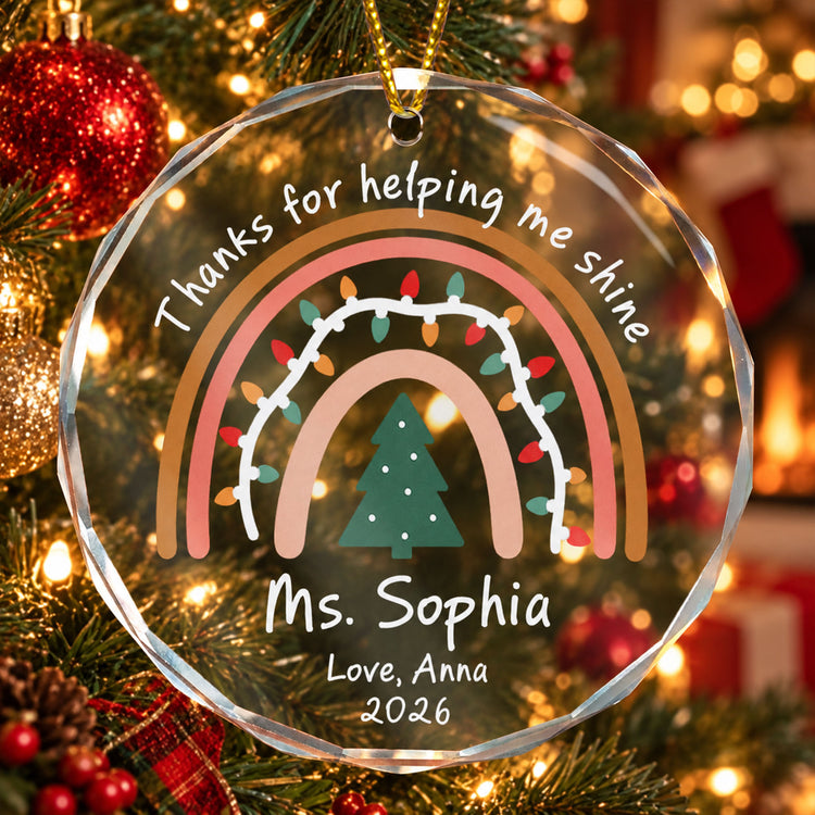 Rainbow Teacher Christmas Thank You Appreciation Gift - Personalized Ornament 2