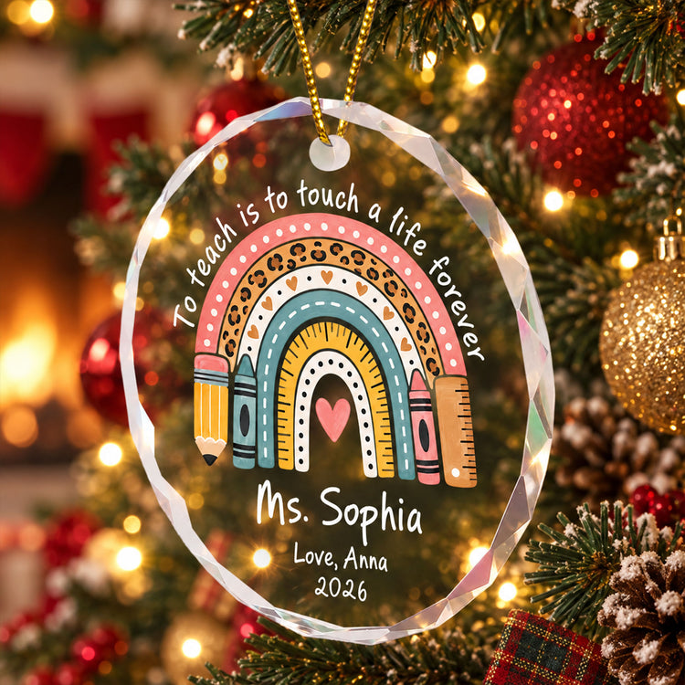 Rainbow Teacher Christmas Thank You Appreciation Gift - Personalized Ornament 4