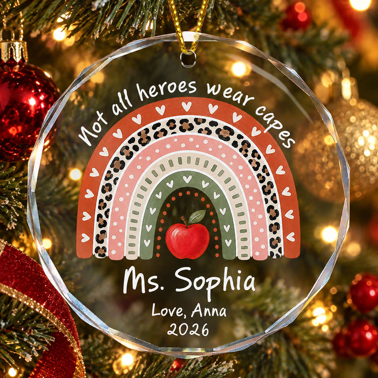 Rainbow Teacher Christmas Thank You Appreciation Gift - Personalized Ornament 6