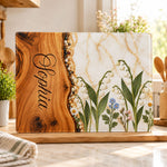 Resin Birth Month Flower Effect Gift For Her Sister Daughter Wife Friend - Personalized Cutting Board 1