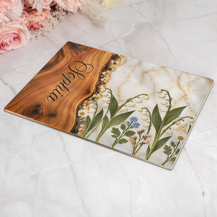 Resin Birth Month Flower Effect Gift For Her Sister Daughter Wife Friend - Personalized Cutting Board 4