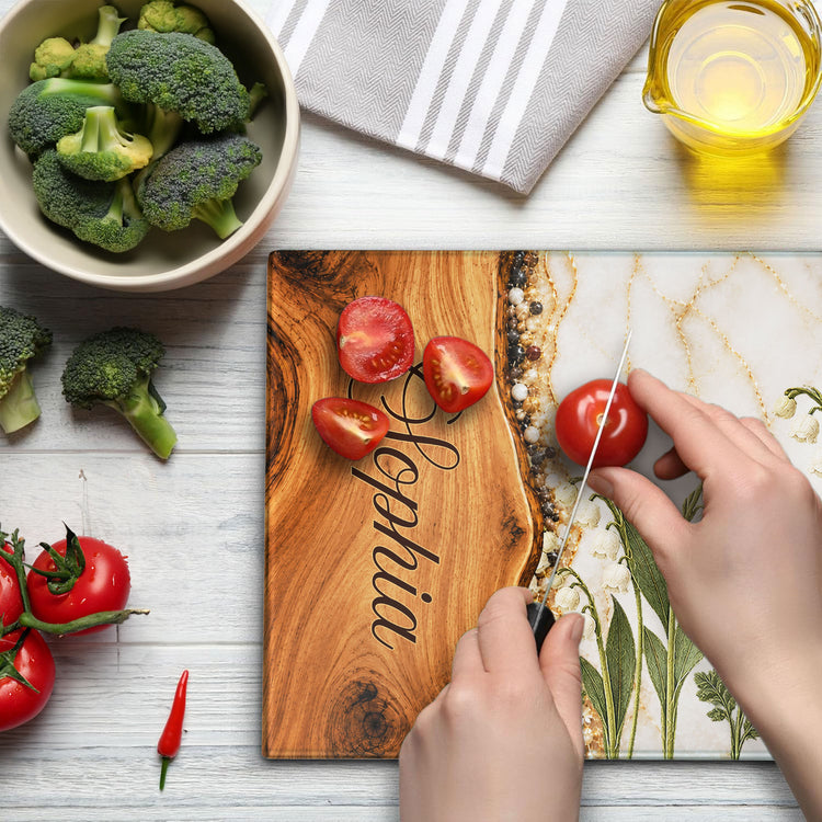 Resin Birth Month Flower Effect Gift For Her Sister Daughter Wife Friend - Personalized Cutting Board 5