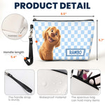 Retro Checkered Floral Stripe Makeup Bag For Pet Lover - Personalized Cosmetic Bag 9