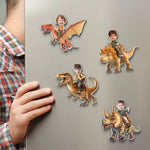 Riding Dinosaur - Gifts For Son, Grandson, Little Boys - Personalized Magnet 2