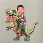 Riding Dinosaur - Gifts For Son, Grandson, Little Boys - Personalized Magnet 3