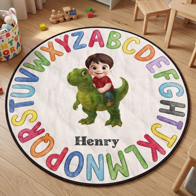 Round Abc Kid Room Decor - Personalized Quilted Mat