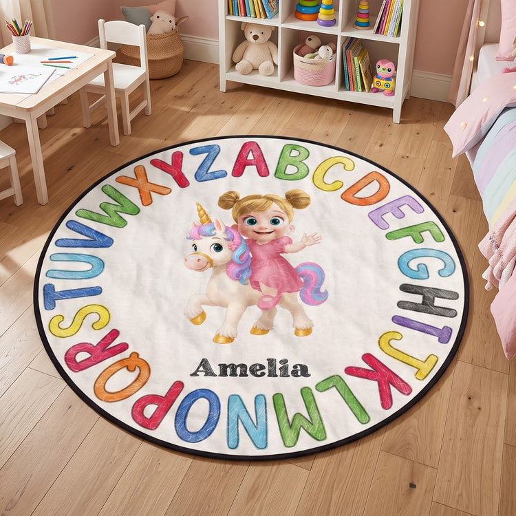 Round Abc Kid Room Decor - Personalized Quilted Mat 2