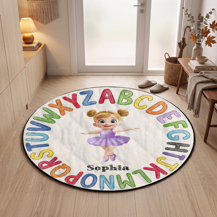 Round Abc Kid Room Decor - Personalized Quilted Mat 4