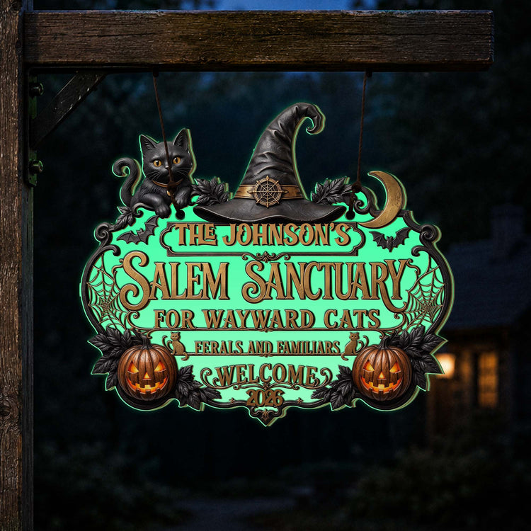 Salem Sanctuary For Wayward Cats Ferals And Familiars - Personalized Wood Sign 1
