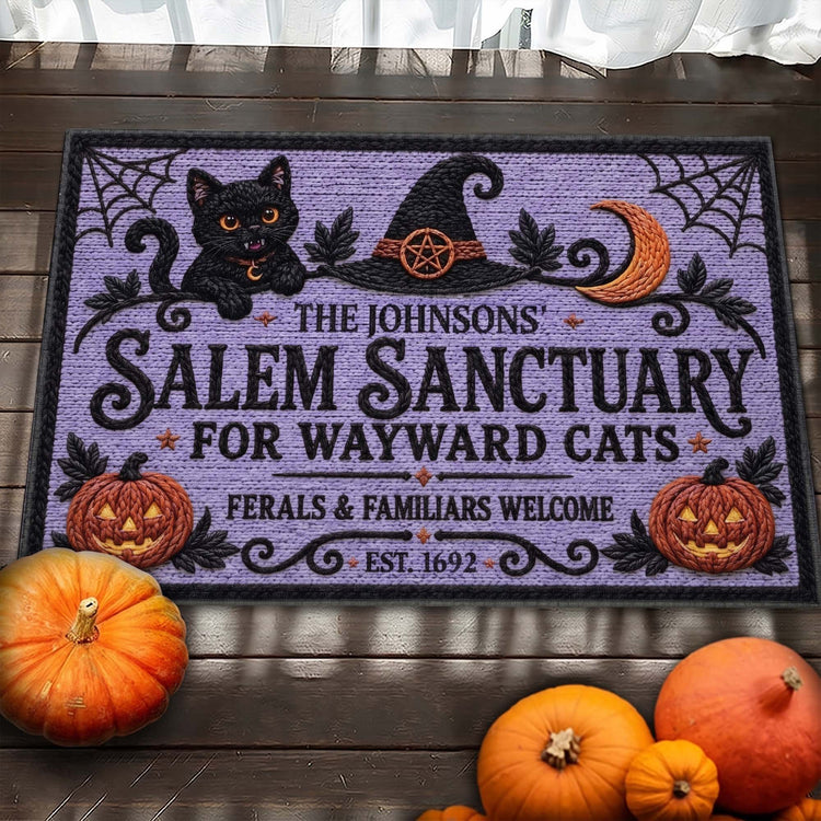 Salem Sanctuary For Wayward Cats Ferals And Familiars Welcome - Personalized Doormat 2
