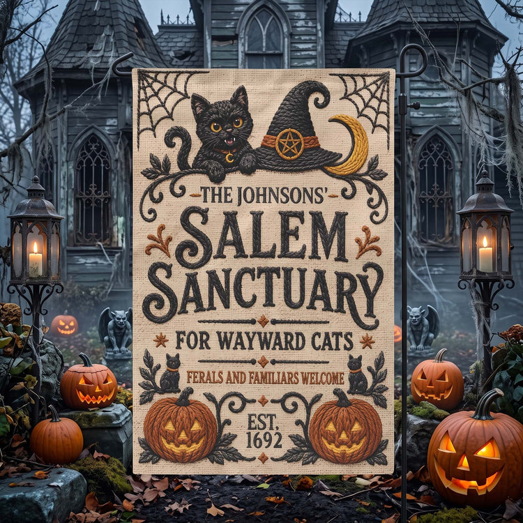 Salem Sanctuary For Wayward Cats Ferals And Familiars Welcome - Personalized Flag 3