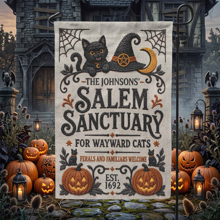 Salem Sanctuary For Wayward Cats Ferals And Familiars Welcome - Personalized Flag 2