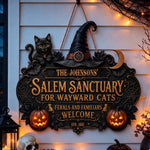 Salem Sanctuary For Wayward Cats Ferals And Familiars Welcome - Personalized Wood Sign 1