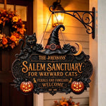 Salem Sanctuary For Wayward Cats Ferals And Familiars Welcome - Personalized Wood Sign 2
