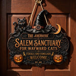 Salem Sanctuary For Wayward Cats Ferals And Familiars Welcome - Personalized Wood Sign 3