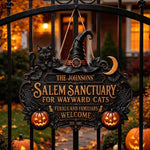 Salem Sanctuary For Wayward Cats Ferals And Familiars Welcome - Personalized Wood Sign 4