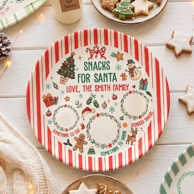 Santa Cookie Holiday Christmas Plate For Family - Personalized Ceramic Plate 1